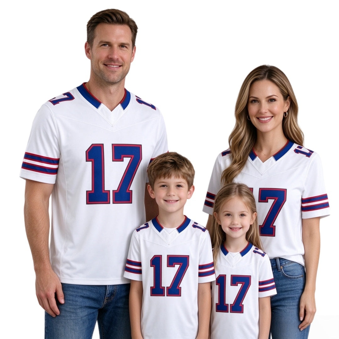 Breathable Mesh Football #17 White Jersey for Whole Family, Matching Fan Outfit | Free Shipping + Free Knit Hat Cheap