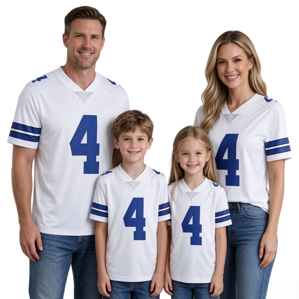 Breathable Mesh Football #4 White Jersey for Whole Family, Matching Fan Outfit | Free Shipping + Free Knit Hat Fashion