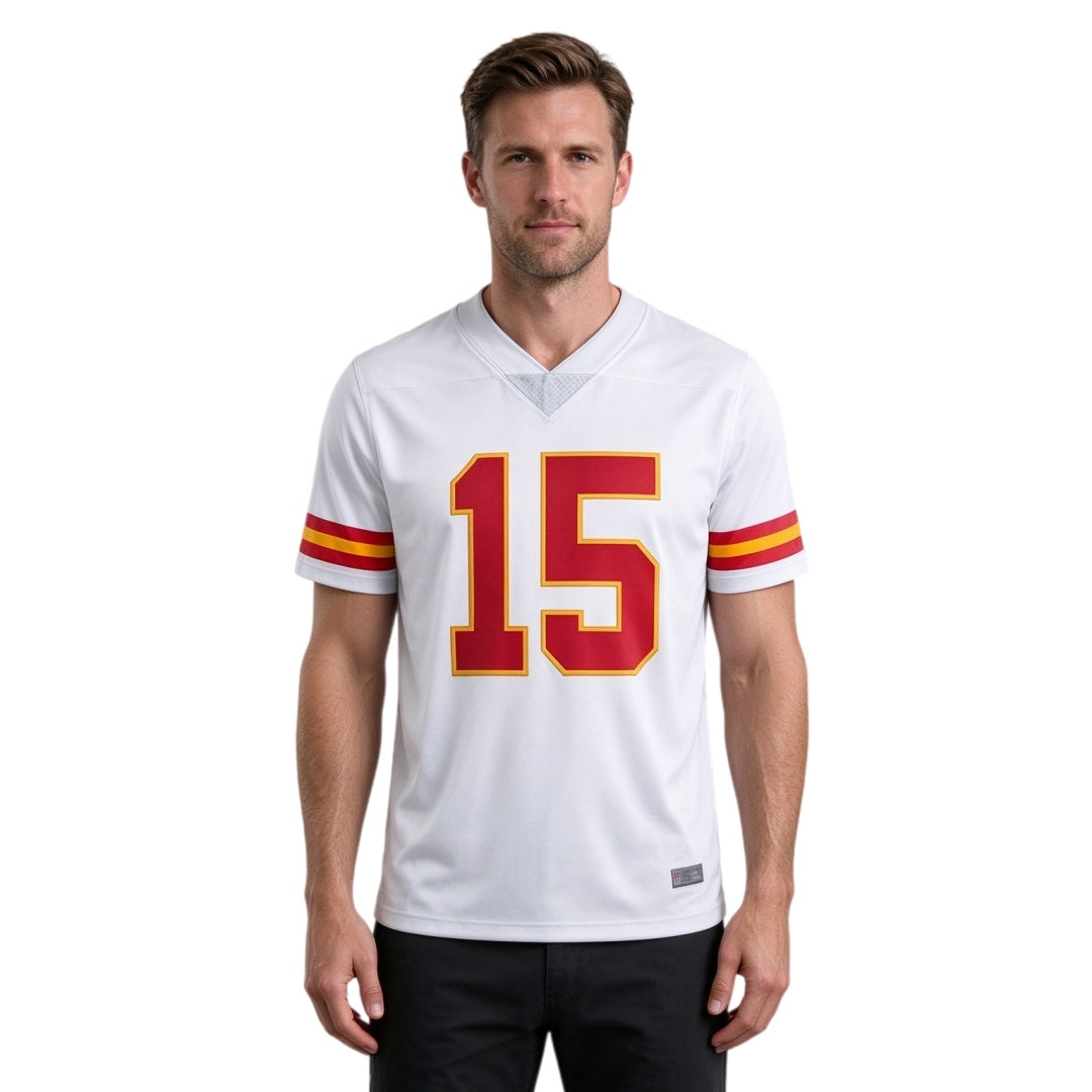 Breathable Mesh Football #15 White Jersey for Whole Family, Matching Fan Outfit | Free Shipping + Free Knit Hat Wholesale