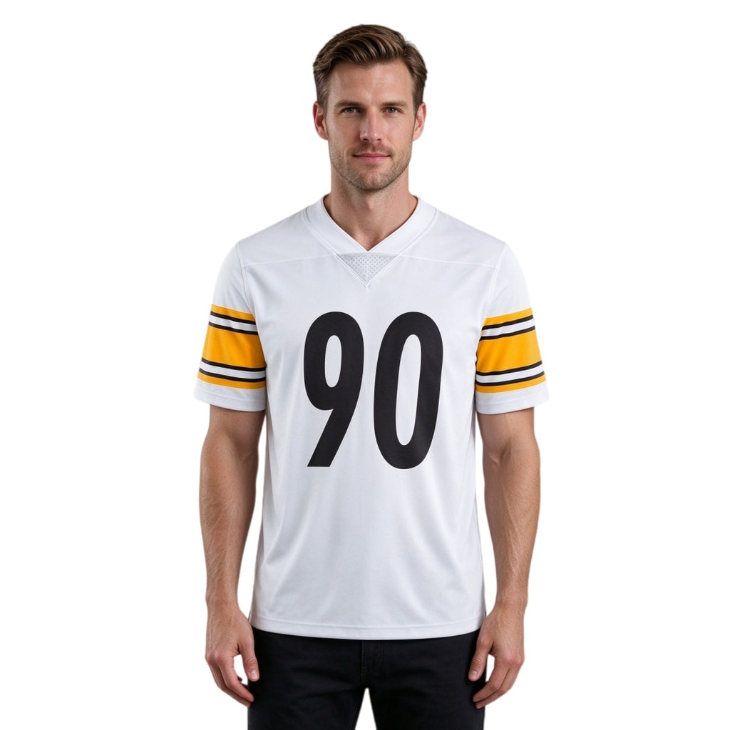 Breathable Mesh Football #90 White Jersey for Whole Family, Matching Fan Outfit | Free Shipping + Free Team Knit Hat