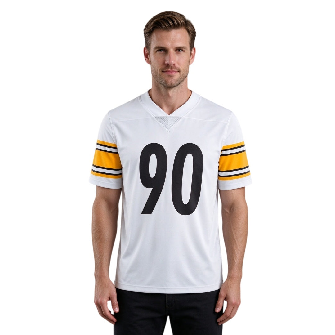 Breathable Mesh Football #90 White Jersey for Whole Family, Matching Fan Outfit | Free Shipping + Free Team Knit Hat